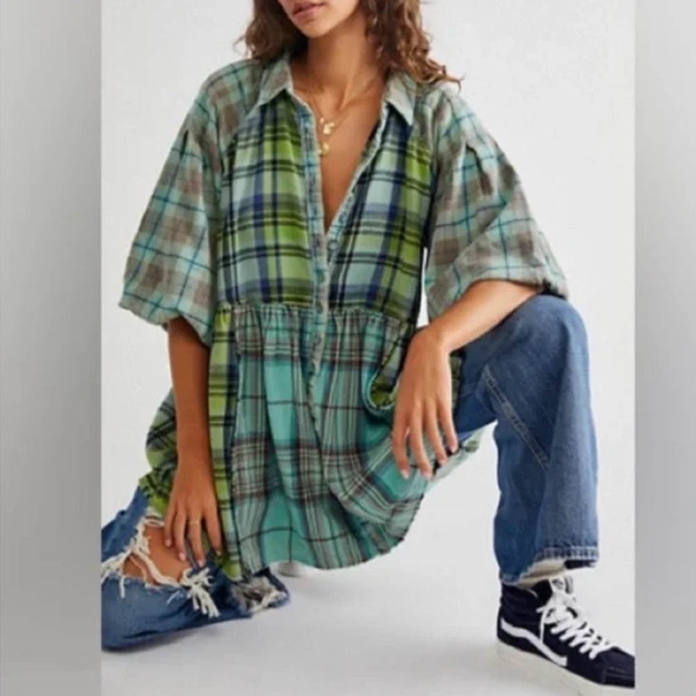⚜️ WE THE FREE Moon Bay Mixed Plaid sz XS